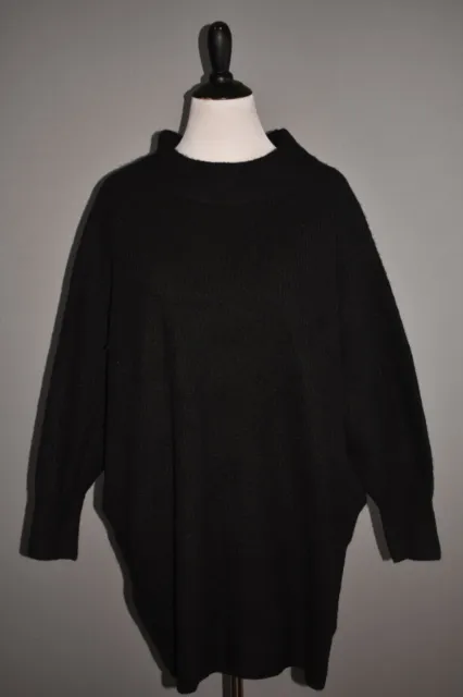 TOPSHOP NEW $75 Oversize Long Sleeve Mini Sweater Dress in Black Size 12