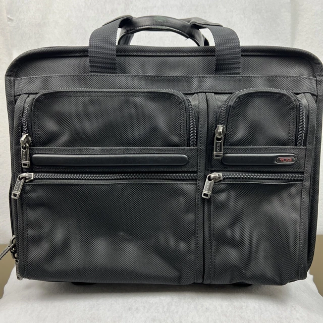 TUMI Alpha Deluxe Expandable Wheeled Rolling Briefcase Bag Black w/Laptop Insert