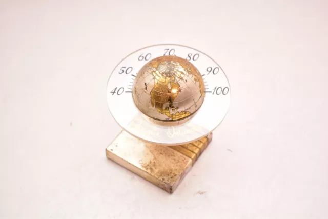 VTG WORLD GLOBE Weather Station Thermometer Desktop Mid Century Modern Sputnik