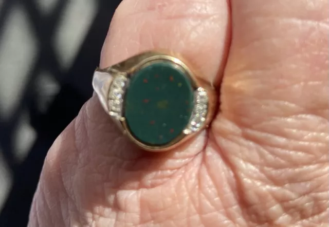 Vintage Men’s 9ct Gold Green Onyx Signet Ring Size W