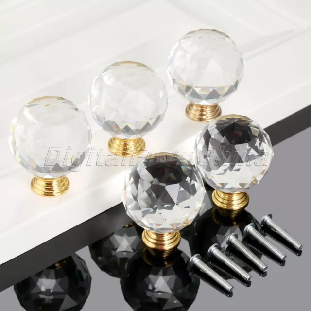 Fashion Crystal Glass Diamond Drawer Cabinet Knobs Furniture Handles Door Pull