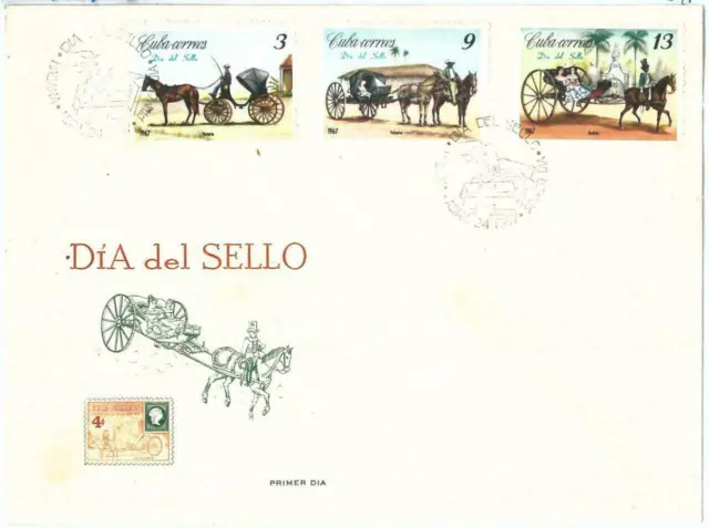 73993 - LA HABANA - SOBRE FDC 1967 - SELLO DÍA Coches de caballos