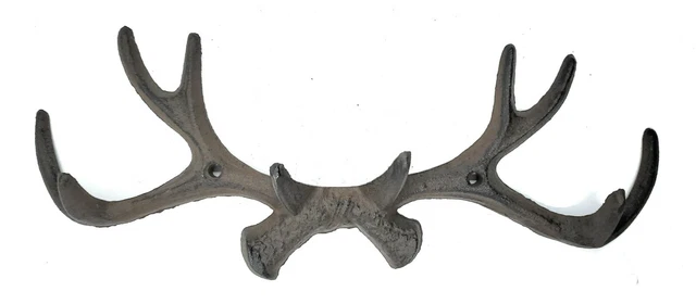 Deer Elk Antler Rack Key Coat Hook Wall Cabin Lodge Home Bar Rustic Decor 10+"