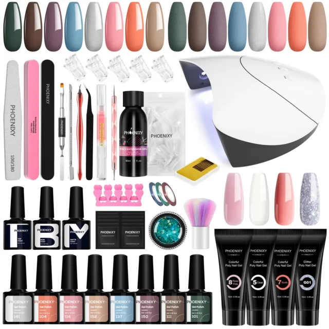 Gel Nagellack Set Poly Nagelgel mit 36W UV LED Lampe Nail Art Maniküre Kit