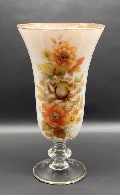 Antike große Biedermeier Vase Glasvase Blumendekor #KA159