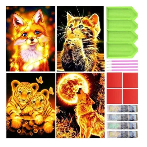 4Stück DIY Diamant Malerei Full Set 5D Diamant Malerei Bilder Diamant Malerei