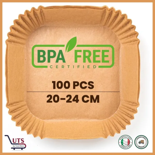 PORTENTUM Carta Forno per Friggitrice Ad Aria 100 Pezzi Food-Grade BPA Free 20 x