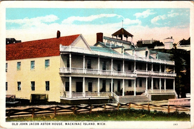 Mackinac Island, MI Old John Jacob Astor House Vintage White Border Postcard w57