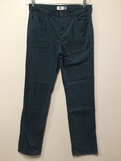 Old Navy Boys Jeans Style Pants Size 18 Green Button Adjust Elastic Waist 113