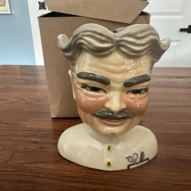 1950’s vintage Ceramic Arts Studio Barber Head Comb Holder Bank Vase Figurine