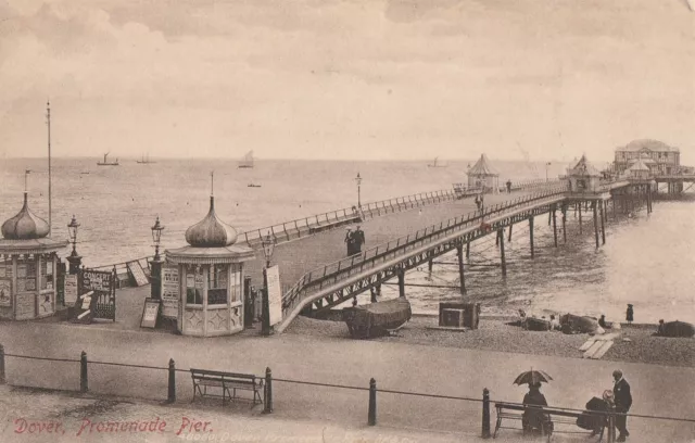 m england kent old antique postcard english dover pier