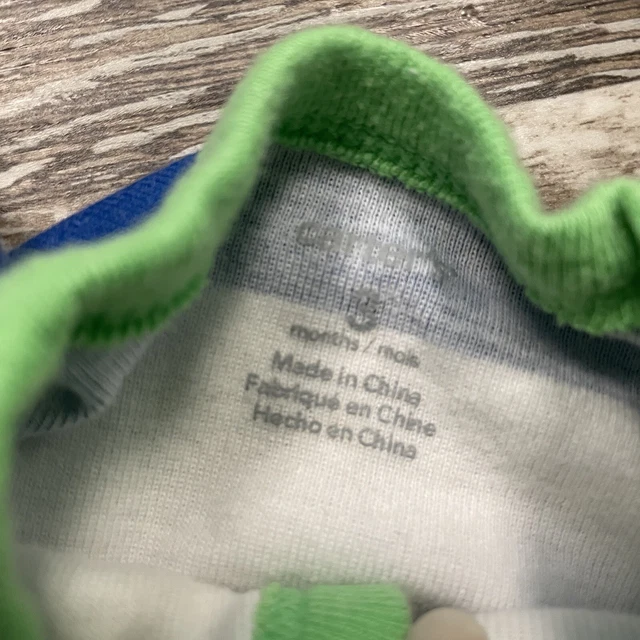 Carters Baby Boy One Piece Blue/White Green Stripe Turtle Size 3 Months 3