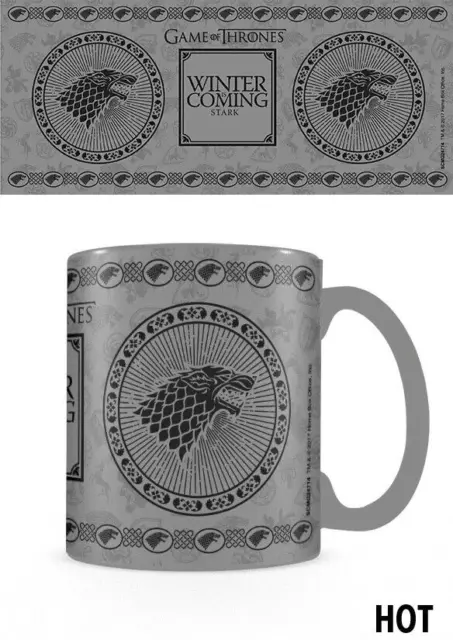 Official Game Of Thrones House Of Stark Heat Change Coffee Cup Mug New!