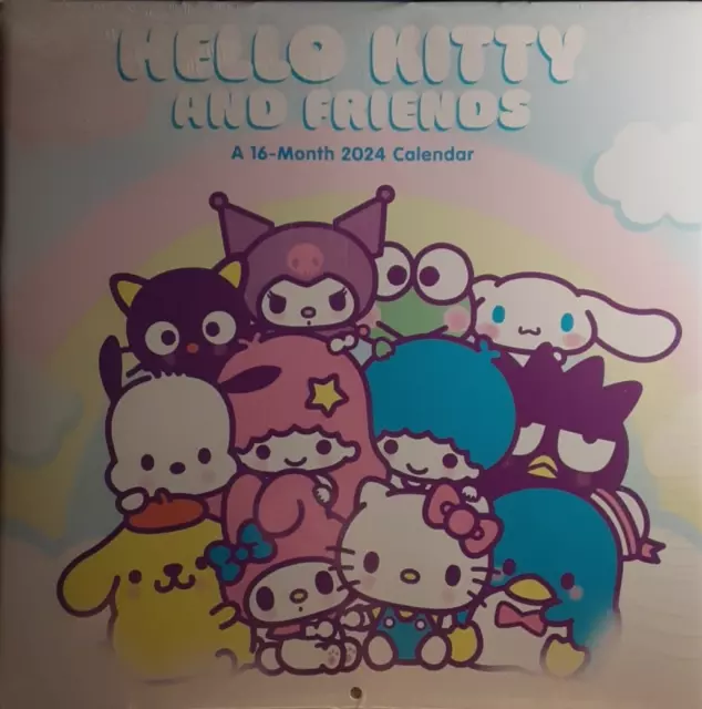 HELLO KITTY AND FRIENDS 2024 wall calendar16 MONTHDouble Time 12" X