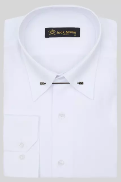 Jack Martin - White Subtle Stripe Pin Collar Shirt