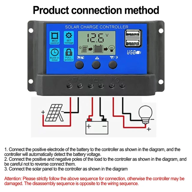 CHARGE CONTROLLER SOLAR Panels Battery Charging Control Fully Automatic ...