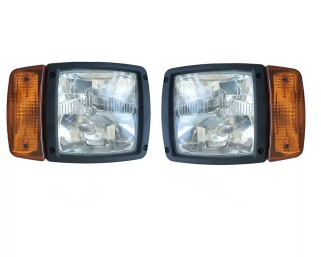 Left + Right For Jcb Telehandler Loader Headlights Headlamps Indicator