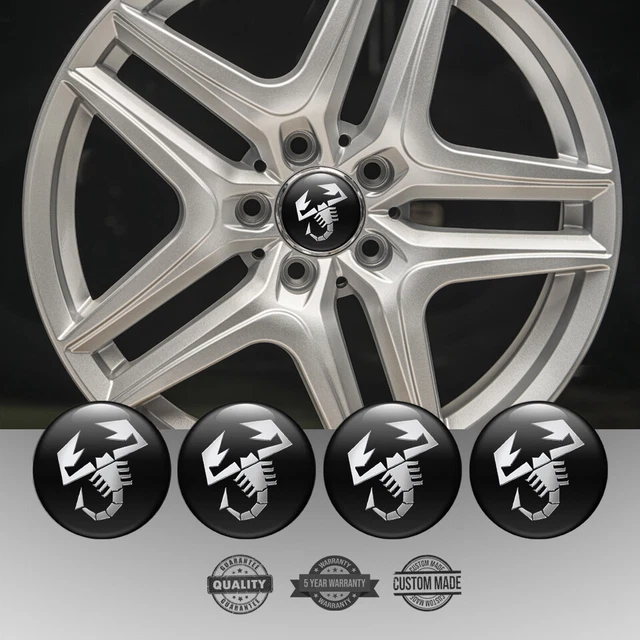 Set of 4 Silicone Center Wheel Cap Stickers Abarth Emblem Logo Decals Rims