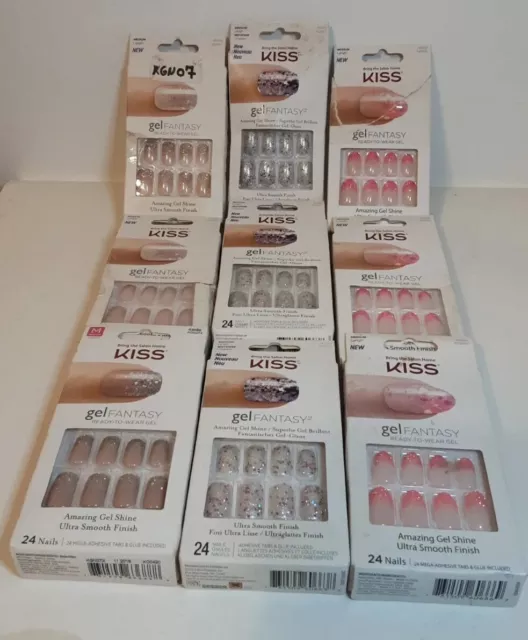 9x24 Assorted Kiss Gel Fantasy Nails Medium,Dry Glue,Damage Box
