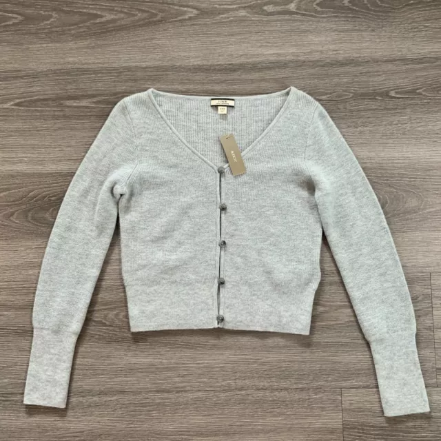 J. Crew Cardigan Sweater Womens 2XS Cashmere Gray Long Sleeve