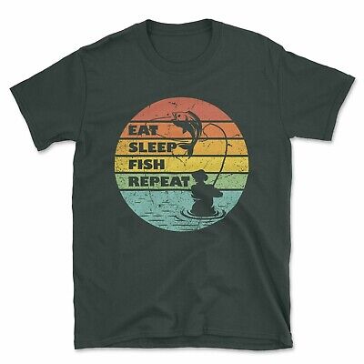 Eat Sleep Fish Repeat T-Shirt | Fishing Tshirt T Shirt Fisherman Angling Gift