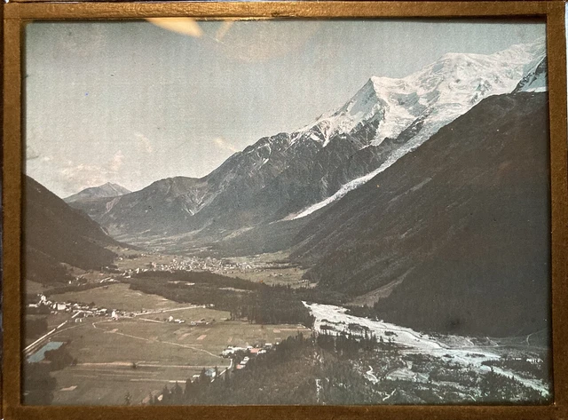 SWISS SNOW MOUNTAIN GIETROZ 1912 AUTOCHROME GLASS PLATE LIGHT 9x12