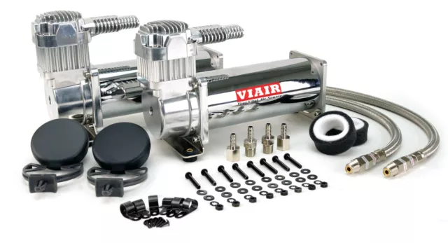 VIAIR Dual 444C Chrome Truck Mount Air Compressors for Train Horns - 12 Volt