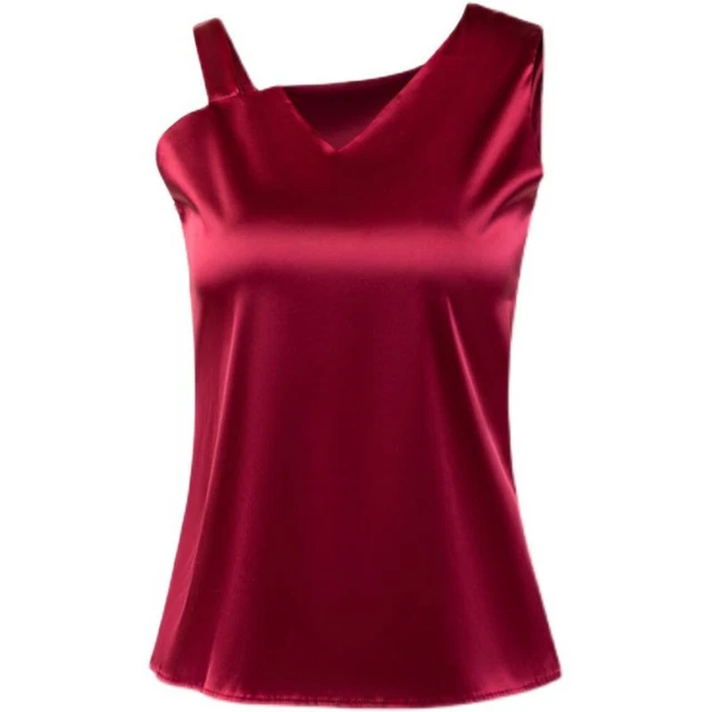 Débardeur Caraco Femme Satin Et Dentelle, Fausse Soie, Bretelles Fines, Col V, Noir