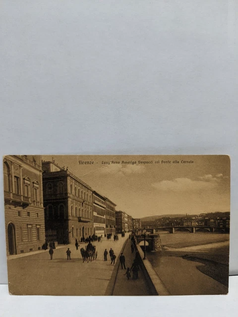Postcard Italy Firenze Lung Arno Amerigo Vespucci Col Ponte Alla Caria Photo