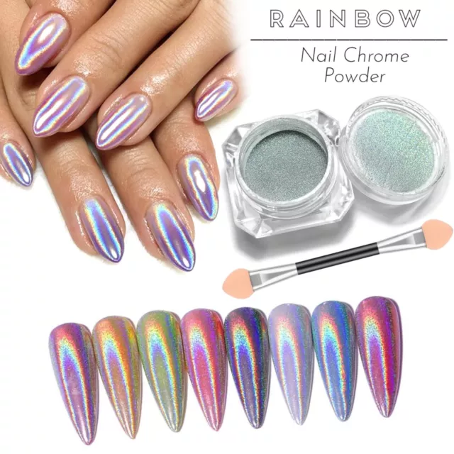 Holographic Powder 15 Microns Unicorn Effect Mirror Chrome Nail Pigment  Nails UK