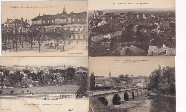 Lot de 4 cartes postales anciennes postcards MONTBELIARD DOUBS