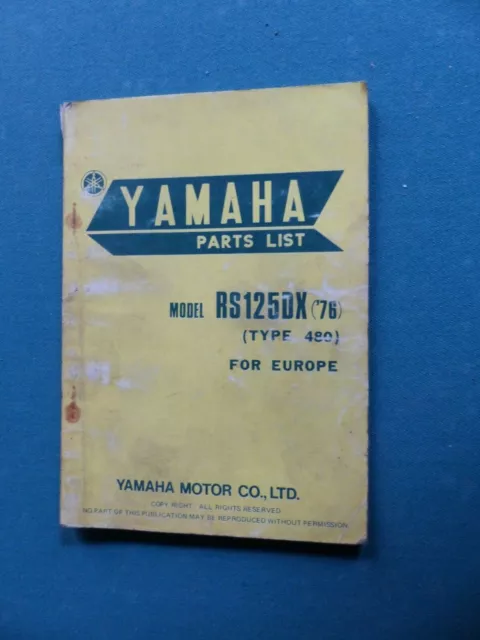 catalogue pièces  YAMAHA  modele RS 125 DX ( 76 ) type 480