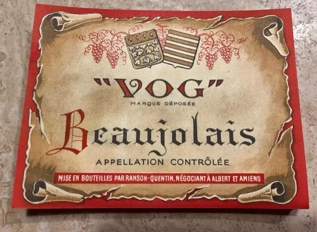 Lot  100 Etiquettes /Vin Beaujolais/ Vog /Labels Boisson Alcool Old  Wine