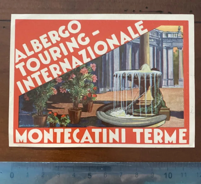 etichetta hotel valigia luggage label ALBERGO TOURING INTERNAZIONALE MONTECATINI