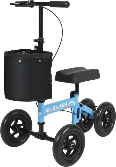 ELENKER Knee Scooter Steerable Knee Walker Medical Crutch Alternative Turquoise