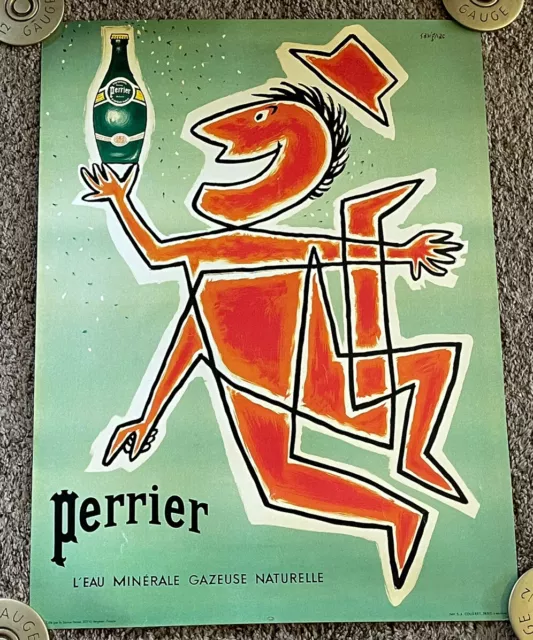 Original 1980’s PERRIER Poster, Rolled, Raymond Savignac Art, 18x24