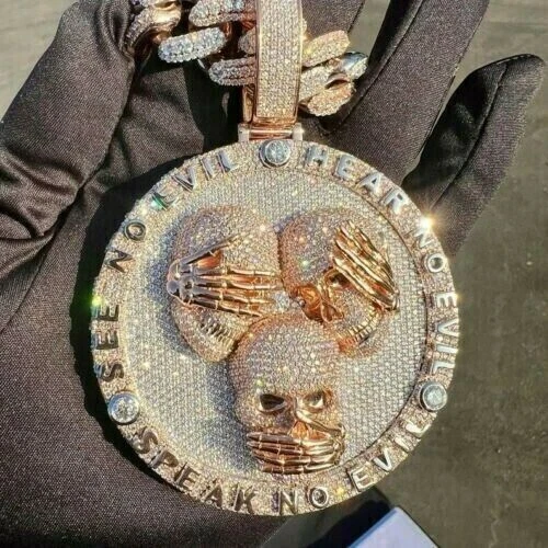 Beydodo Collier Acier Inoxydable Homme - Pendentif Tête De Mort Hip Hop Polie