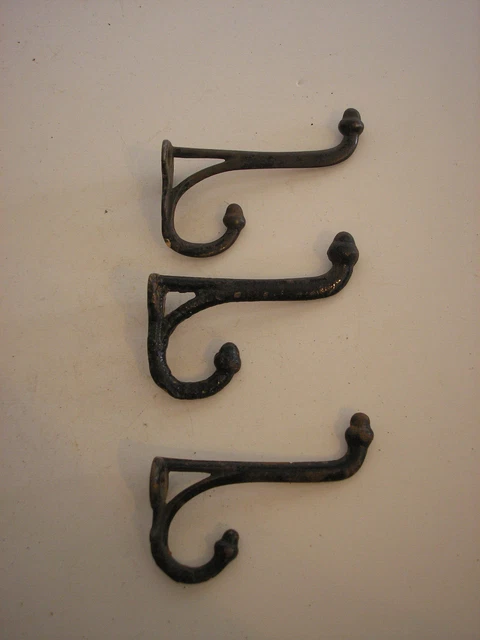 Antique Cast Iron Wall Coat/Hat Hooks (3 pc)