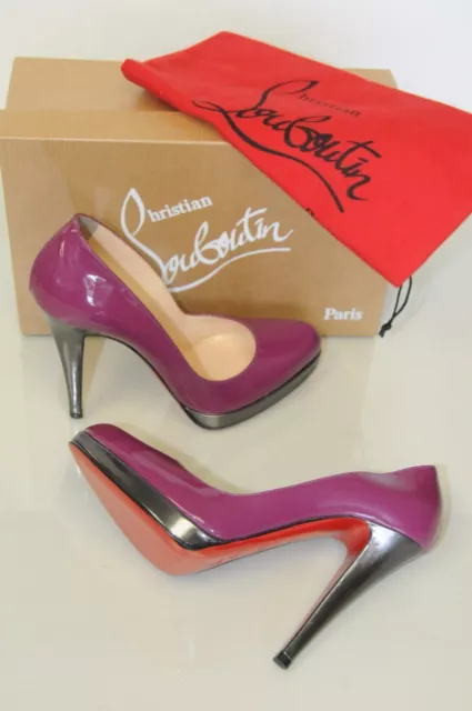 Neuf Christian Louboutin Decollete Verni Magenta Violet Chaussures Plateforme