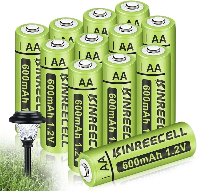 KINREECELL Rechargeable AA Batteries, Ni-MH Double A Solar Batteries High 1.2V