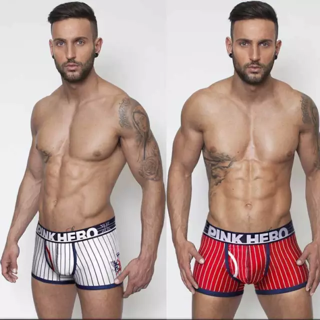 Mens Briefs Shorts Bulge 100% Cotton Underpants Comfy Boxer Underwear Pink Hero