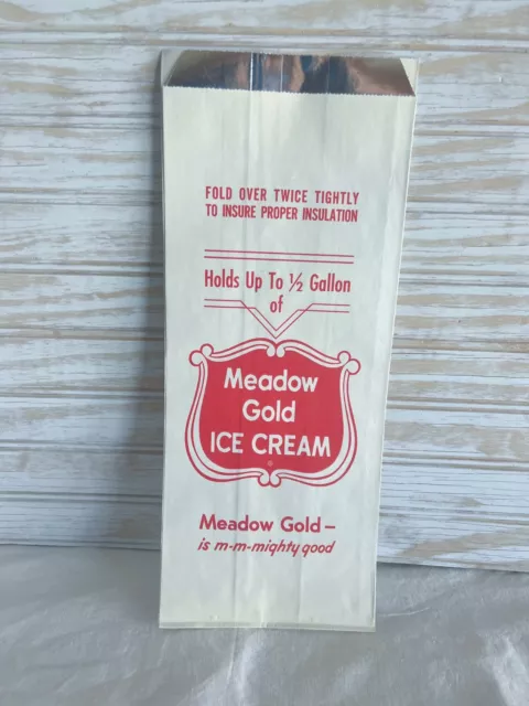 Vintage Meadow Gold Ice Cream Advertising Insulated Ice Cream Bag
