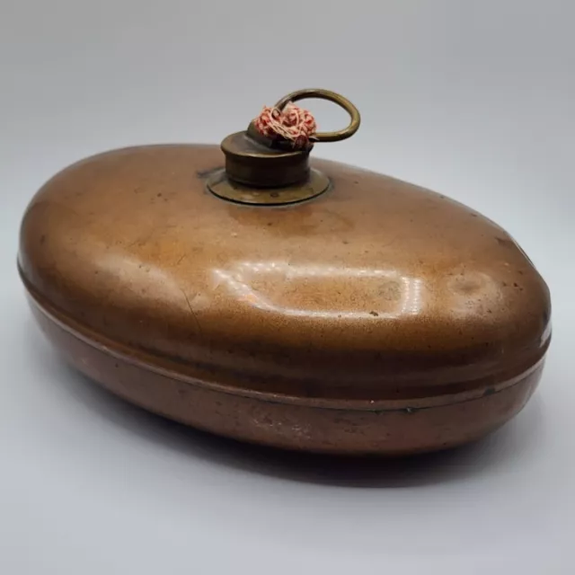 Early 20th Century Antique Brass and Copper Bed Warmer Hot Water Bottle