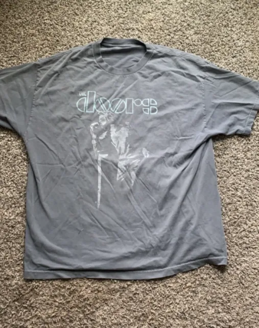 Vintage The Doors Band T Graphic Gray Jim Morrison American Rock Shirt Size 2XL