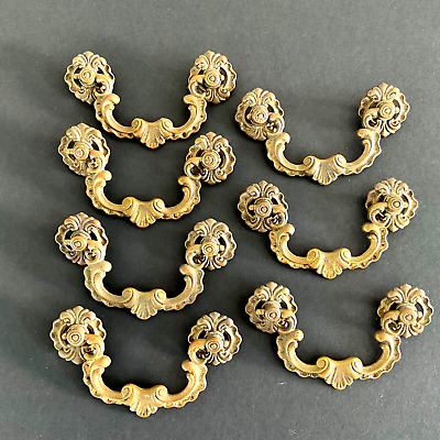 7 Cast Brass / Bronze Drawer Pulls Ornate Victorian Drop Bail Style