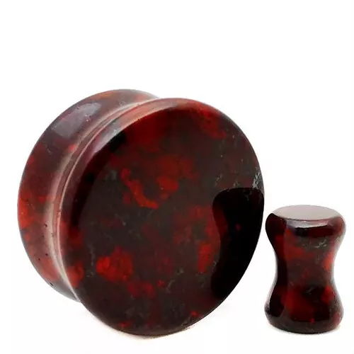 Pair of Brecciated Jasper Stone Double Flare Plugs set ear gauges