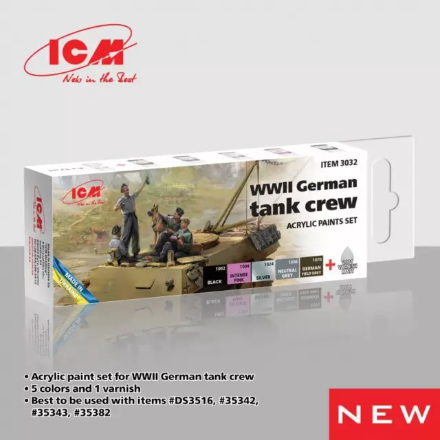 Set Peinture Acrylic Paint Set For Wwii German Tank Crew Icm 3032 Maquette Char