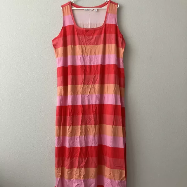 Isaac Mizrahi Petite Wide Stripe Printed Maxi Tank Dress - Pink (2XP) A499633 3