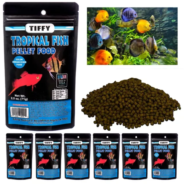 6 Paquets Flottant Tropical Poisson Granulé de Bois Nourriture Diet Couleur Beau