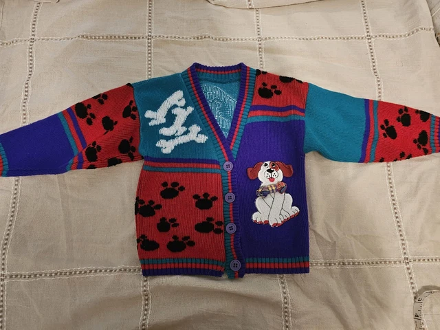 Kids Youth Boy/Girl Vintage Cardigan Dog
